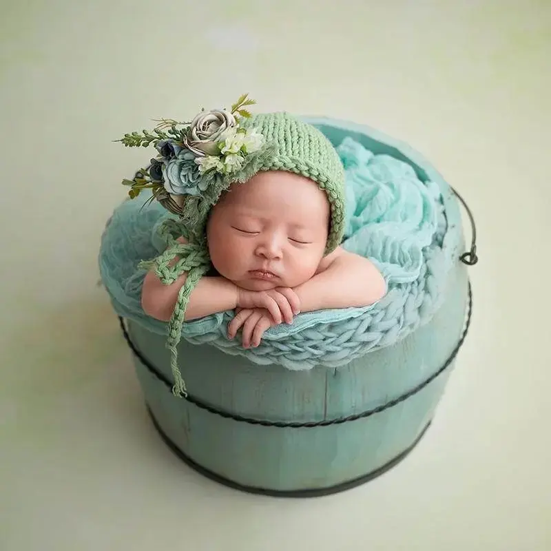 Vintage Wooden Posing Bucket - Newborn Photography Props - Image 3